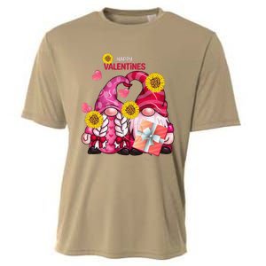 Happy Valentines Day Gnomes With Leopard Sunflower Gnome Cooling Performance Crew T-Shirt