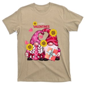 Happy Valentines Day Gnomes With Leopard Sunflower Gnome T-Shirt