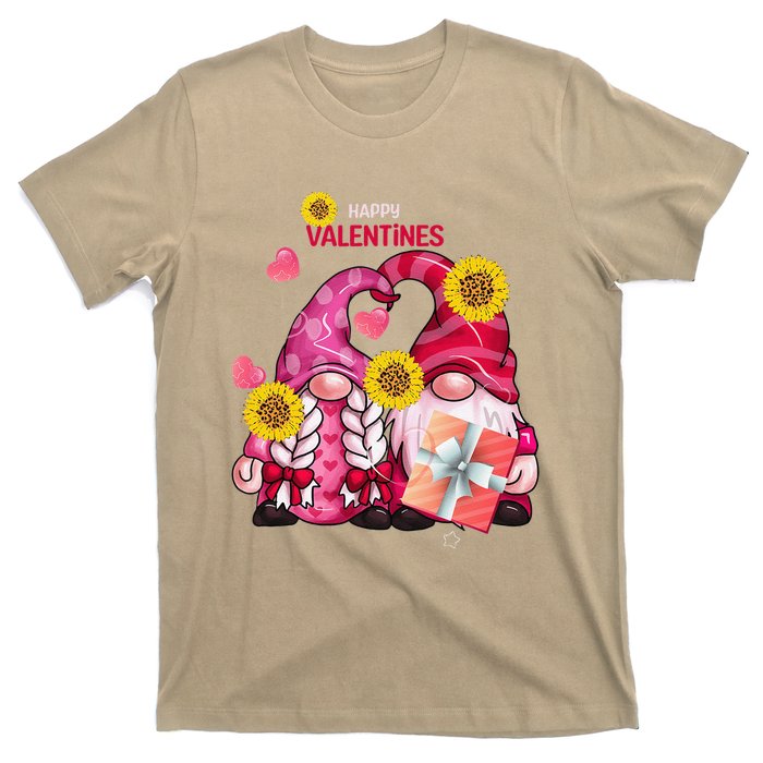 Happy Valentines Day Gnomes With Leopard Sunflower Gnome T-Shirt