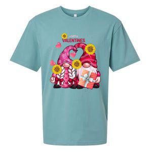 Happy Valentines Day Gnomes With Leopard Sunflower Gnome Sueded Cloud Jersey T-Shirt