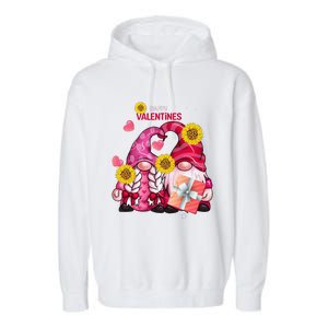 Happy Valentines Day Gnomes With Leopard Sunflower Gnome Garment-Dyed Fleece Hoodie