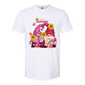 Happy Valentines Day Gnomes With Leopard Sunflower Gnome Softstyle CVC T-Shirt