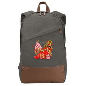 Happy Valentines Day Gnomes With Leopard Sunflower Happy Cotton Canvas Backpack