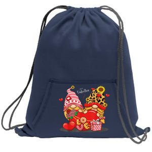 Happy Valentines Day Gnomes With Leopard Sunflower Happy Sweatshirt Cinch Pack Bag