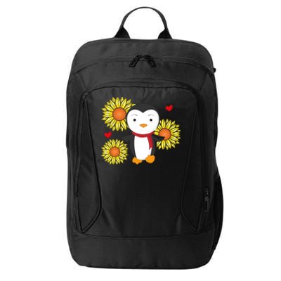 Happy Valentine's Day Penguin With Sunflower Heart Valentine Gift City Backpack