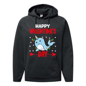 Happy Valentine's Day Narwhal Happy Valentine's Day Outfits Performance Fleece Hoodie