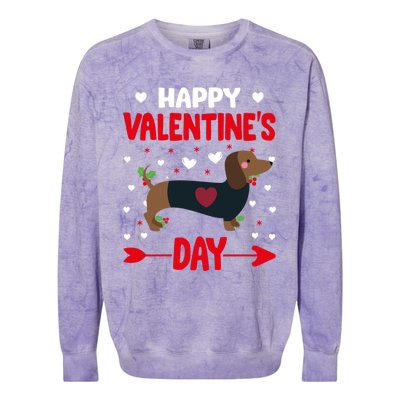 Happy Valentine's Day Dachshund Happy Valentine's Day Great Gift Colorblast Crewneck Sweatshirt