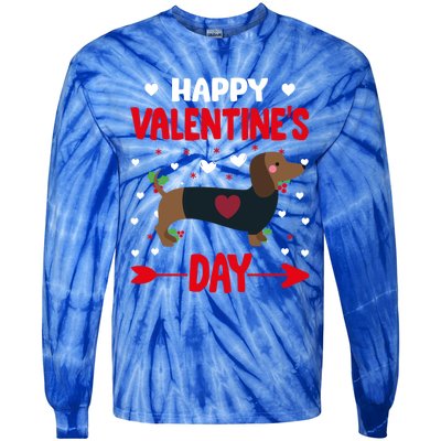 Happy Valentine's Day Dachshund Happy Valentine's Day Great Gift Tie-Dye Long Sleeve Shirt