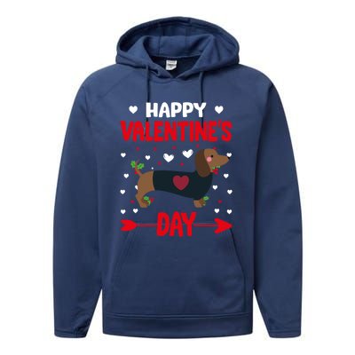 Happy Valentine's Day Dachshund Happy Valentine's Day Great Gift Performance Fleece Hoodie