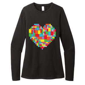 Heart Valentines Day Master Builder Block Brick Building Womens CVC Long Sleeve Shirt