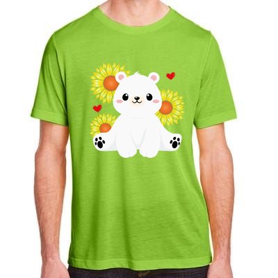 Happy Valentine's Day Polar Bear Sunflower Heart Valentine Great Gift Adult ChromaSoft Performance T-Shirt