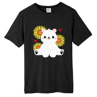 Happy Valentine's Day Polar Bear Sunflower Heart Valentine Great Gift Tall Fusion ChromaSoft Performance T-Shirt