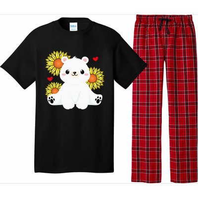 Happy Valentine's Day Polar Bear Sunflower Heart Valentine Great Gift Pajama Set