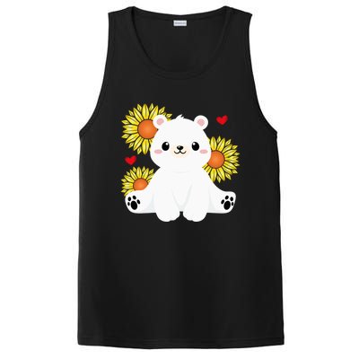 Happy Valentine's Day Polar Bear Sunflower Heart Valentine Great Gift PosiCharge Competitor Tank