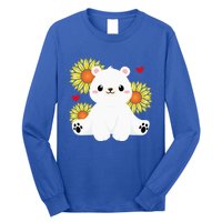 Happy Valentine's Day Polar Bear Sunflower Heart Valentine Great Gift Long Sleeve Shirt