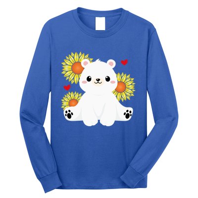 Happy Valentine's Day Polar Bear Sunflower Heart Valentine Great Gift Long Sleeve Shirt