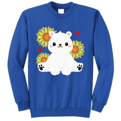 Happy Valentine's Day Polar Bear Sunflower Heart Valentine Great Gift Sweatshirt