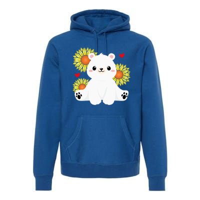 Happy Valentine's Day Polar Bear Sunflower Heart Valentine Great Gift Premium Hoodie