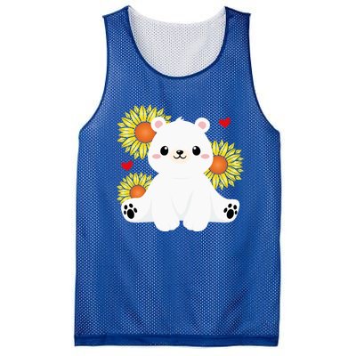 Happy Valentine's Day Polar Bear Sunflower Heart Valentine Great Gift Mesh Reversible Basketball Jersey Tank