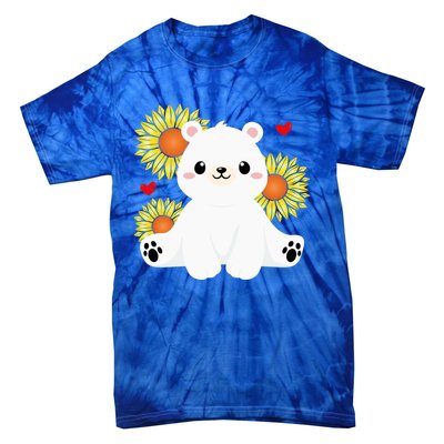 Happy Valentine's Day Polar Bear Sunflower Heart Valentine Great Gift Tie-Dye T-Shirt