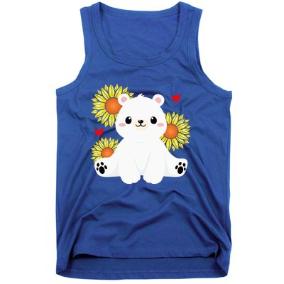 Happy Valentine's Day Polar Bear Sunflower Heart Valentine Great Gift Tank Top