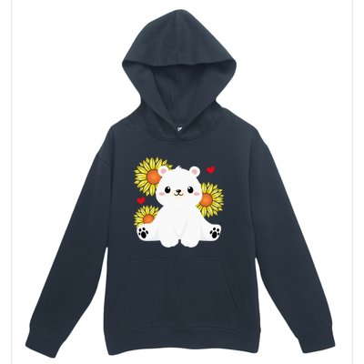 Happy Valentine's Day Polar Bear Sunflower Heart Valentine Great Gift Urban Pullover Hoodie