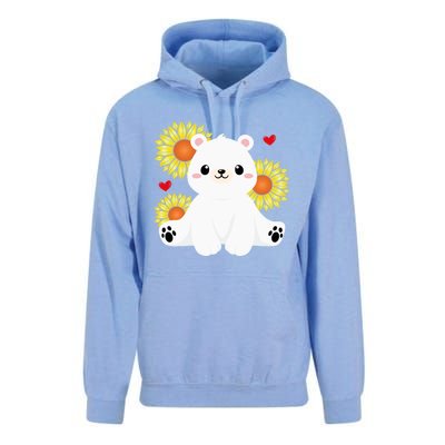 Happy Valentine's Day Polar Bear Sunflower Heart Valentine Great Gift Unisex Surf Hoodie