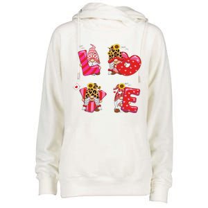 Happy Valentines Day Gnomes With Leopard Sunflower Valentine Cute Day Love Womens Funnel Neck Pullover Hood