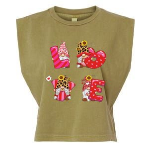 Happy Valentines Day Gnomes With Leopard Sunflower Valentine Cute Day Love Garment-Dyed Women's Muscle Tee