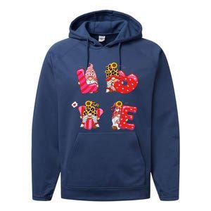 Happy Valentines Day Gnomes With Leopard Sunflower Valentine Cute Day Love Performance Fleece Hoodie