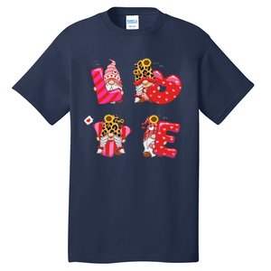 Happy Valentines Day Gnomes With Leopard Sunflower Valentine Cute Day Love Tall T-Shirt