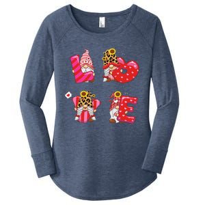 Happy Valentines Day Gnomes With Leopard Sunflower Valentine Cute Day Love Women's Perfect Tri Tunic Long Sleeve Shirt