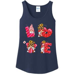 Happy Valentines Day Gnomes With Leopard Sunflower Valentine Cute Day Love Ladies Essential Tank