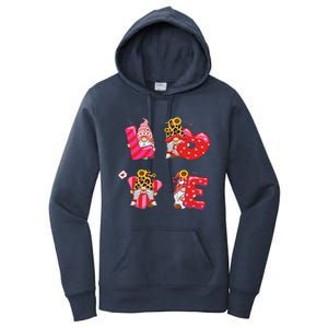 Happy Valentines Day Gnomes With Leopard Sunflower Valentine Cute Day Love Women's Pullover Hoodie