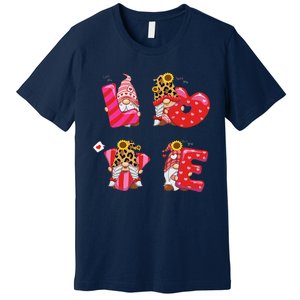 Happy Valentines Day Gnomes With Leopard Sunflower Valentine Cute Day Love Premium T-Shirt