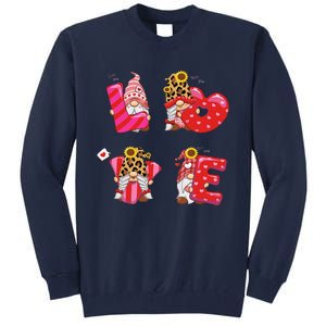 Happy Valentines Day Gnomes With Leopard Sunflower Valentine Cute Day Love Tall Sweatshirt