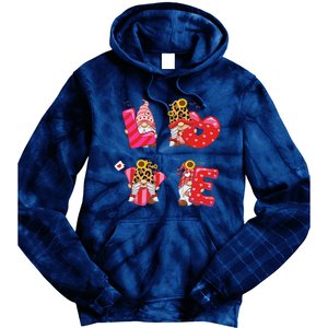 Happy Valentines Day Gnomes With Leopard Sunflower Valentine Cute Day Love Tie Dye Hoodie