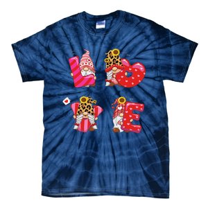 Happy Valentines Day Gnomes With Leopard Sunflower Valentine Cute Day Love Tie-Dye T-Shirt