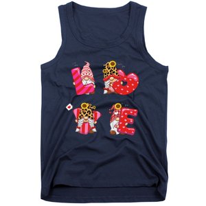 Happy Valentines Day Gnomes With Leopard Sunflower Valentine Cute Day Love Tank Top