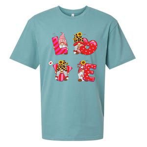 Happy Valentines Day Gnomes With Leopard Sunflower Valentine Cute Day Love Sueded Cloud Jersey T-Shirt