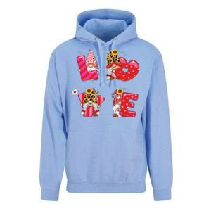 Happy Valentines Day Gnomes With Leopard Sunflower Valentine Cute Day Love Unisex Surf Hoodie