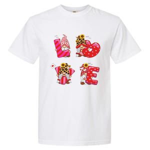 Happy Valentines Day Gnomes With Leopard Sunflower Valentine Cute Day Love Garment-Dyed Heavyweight T-Shirt