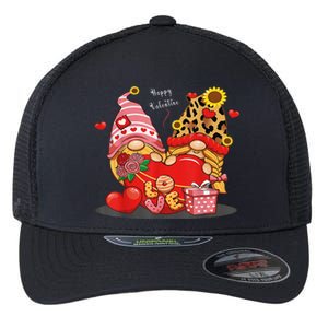 Happy Valentines Day Gnomes With Leopard Sunflower Valentine Cute Day Flexfit Unipanel Trucker Cap