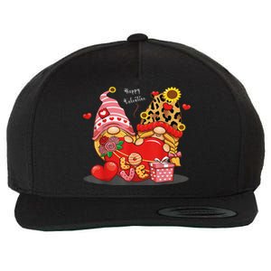 Happy Valentines Day Gnomes With Leopard Sunflower Valentine Cute Day Wool Snapback Cap