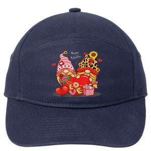 Happy Valentines Day Gnomes With Leopard Sunflower Valentine Cute Day 7-Panel Snapback Hat