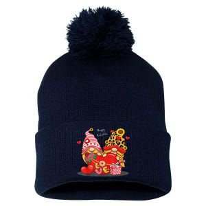 Happy Valentines Day Gnomes With Leopard Sunflower Valentine Cute Day Pom Pom 12in Knit Beanie