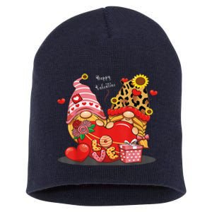 Happy Valentines Day Gnomes With Leopard Sunflower Valentine Cute Day Short Acrylic Beanie