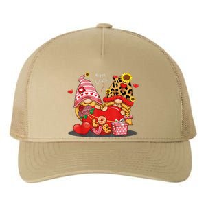 Happy Valentines Day Gnomes With Leopard Sunflower Valentine Cute Day Yupoong Adult 5-Panel Trucker Hat