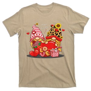 Happy Valentines Day Gnomes With Leopard Sunflower Valentine Cute Day T-Shirt