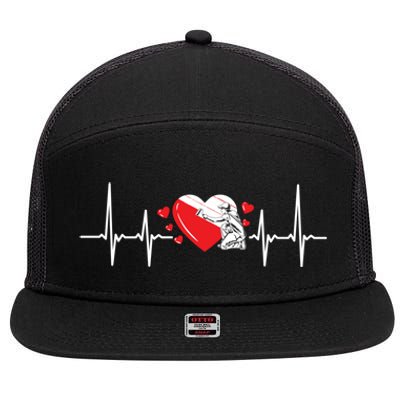 Heartbeat Valentines Day Painter Cute Gift 7 Panel Mesh Trucker Snapback Hat